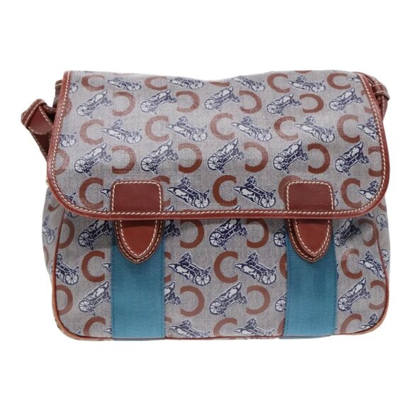 CELINE C Sulky Shoulder Bag PVC Gray Brown gold Auth 92150 - Picture 10 of 16